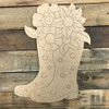 Paint by Line, Boots with Flowers, Unfinished Wood Shape