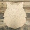 Fat Cat Head Wood Cutout, Unfinished Craft, Paint by Line