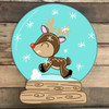 Reindeer Snow Globe Cutout, Unfinished Shape, Paint by Line
