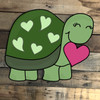 Heart Turtle Cutout, Unfinished Shape, Paint by Line