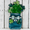 Shamrocks in Mason Jar, Clover, Wood Cutout, Shape Paint by Line