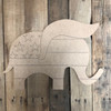 Elephant American Shape, Wood Cutout,  Paint by Line