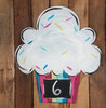 Happy Birthday Cupcake Wall Art, Wood Cutout, Paint by Line