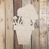 Mushrooms in Flower Pot, Unfinished Wood Craft Shape, Paint by Line