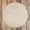 Hello Pumpkin Fall Decor Circle, Wooden Shape, Paint by Line WS
