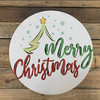 Merry Christmas Tree Decor Circle, Wood Cutout, Shape, Paint by Line