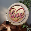 Love Heart Valentine Unfinished Stackable Circle Easel Kit, Engraved DIY Craft Decor Set WS