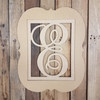 Cursive Monogram Insert Frame, Unfinished Wooden 2 Piece Set WS