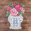 Peony Flowers In Vase, Chinoiserie, Wood Craft Shape, Paint by Line