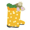 Garden Boots with Easter Bunny Tail & Carrot Sticking Out, Unfinished Craft Shape