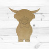 Standing Boy Highland Cow with bowtie,  Paint By Line MDF Wooden Craft, Unfinished Craft