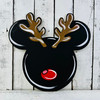 Reindeer Boy Mouse, Christmas Shape Unfinished Wood Cutout, Paint by Line