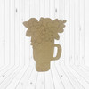 Cup with Flowers, Kids Shape Unfinished Wood Cutout, Paint by Line