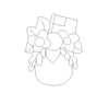 Flowerpot with Flags, PatrioticShape Unfinished Wood Cutout, Paint By Line