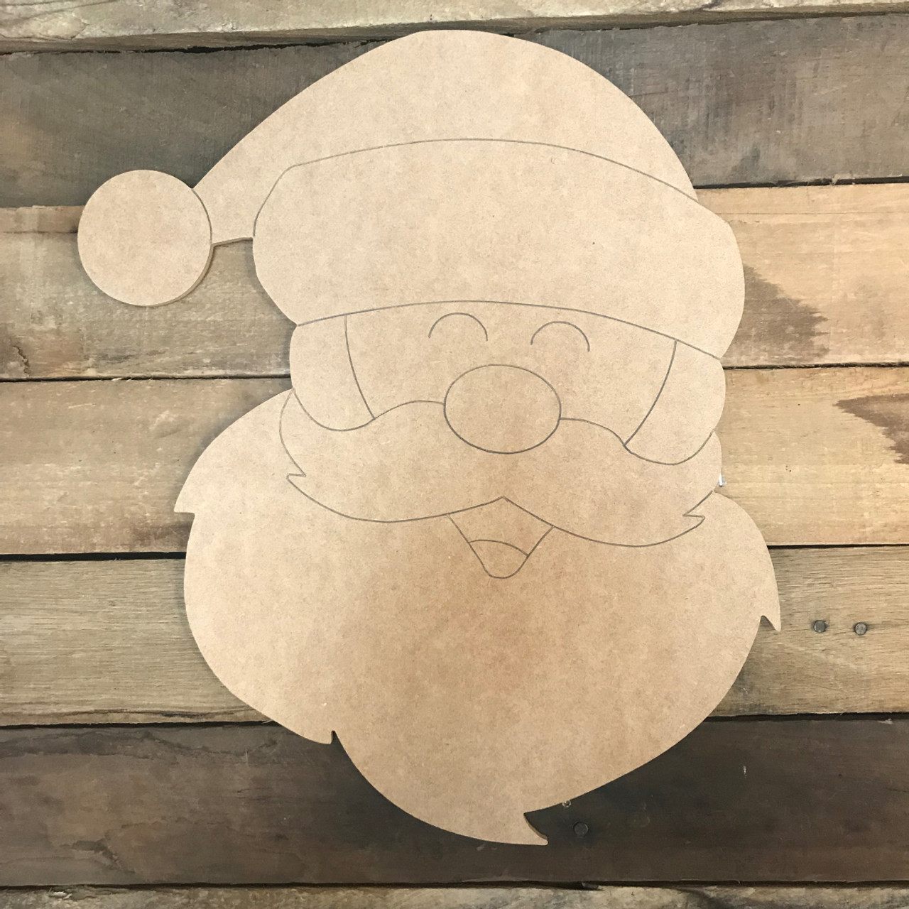 Buy Santa Head Cutout, Unfinished Wooden Craft, Paint By Line