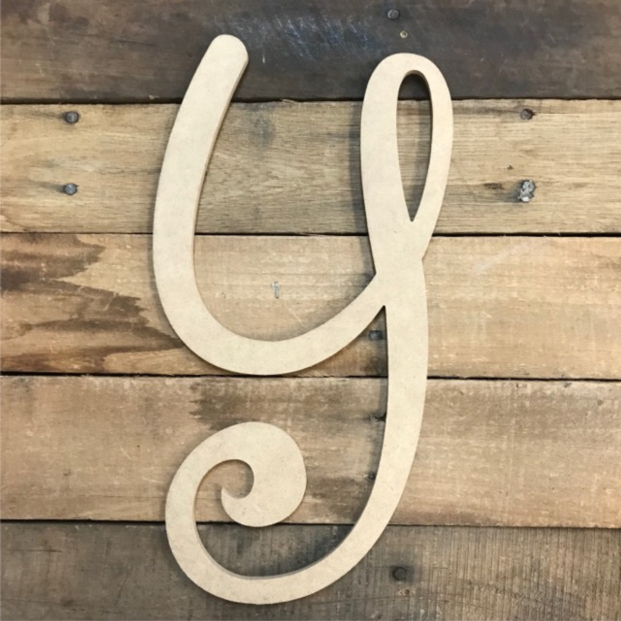 Wooden Letter Cursive Y, Unfinished 8'' Craft Wood Letter, Paintable DIY 