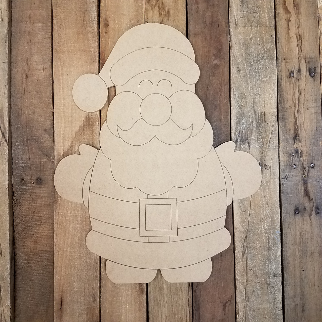 Buy Santa Head Cutout, Unfinished Wooden Craft, Paint By Line