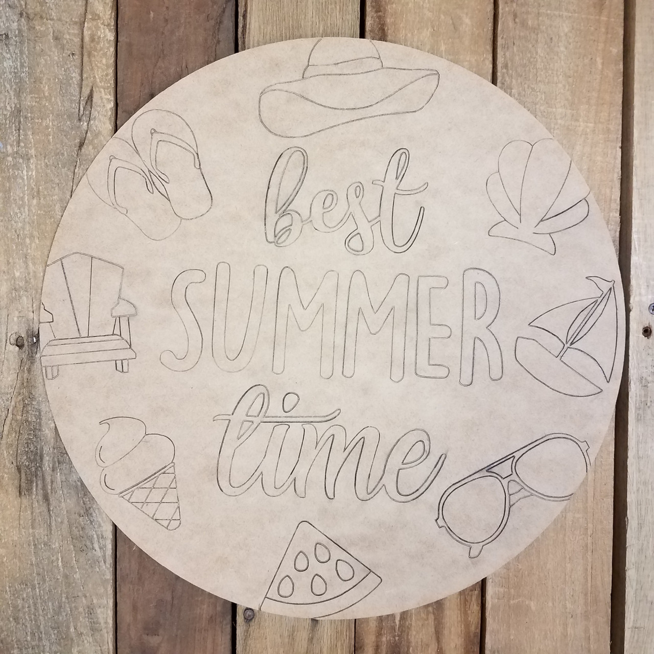 Best Summer Time Circle, Unfinished Shape, Paint by Line WS