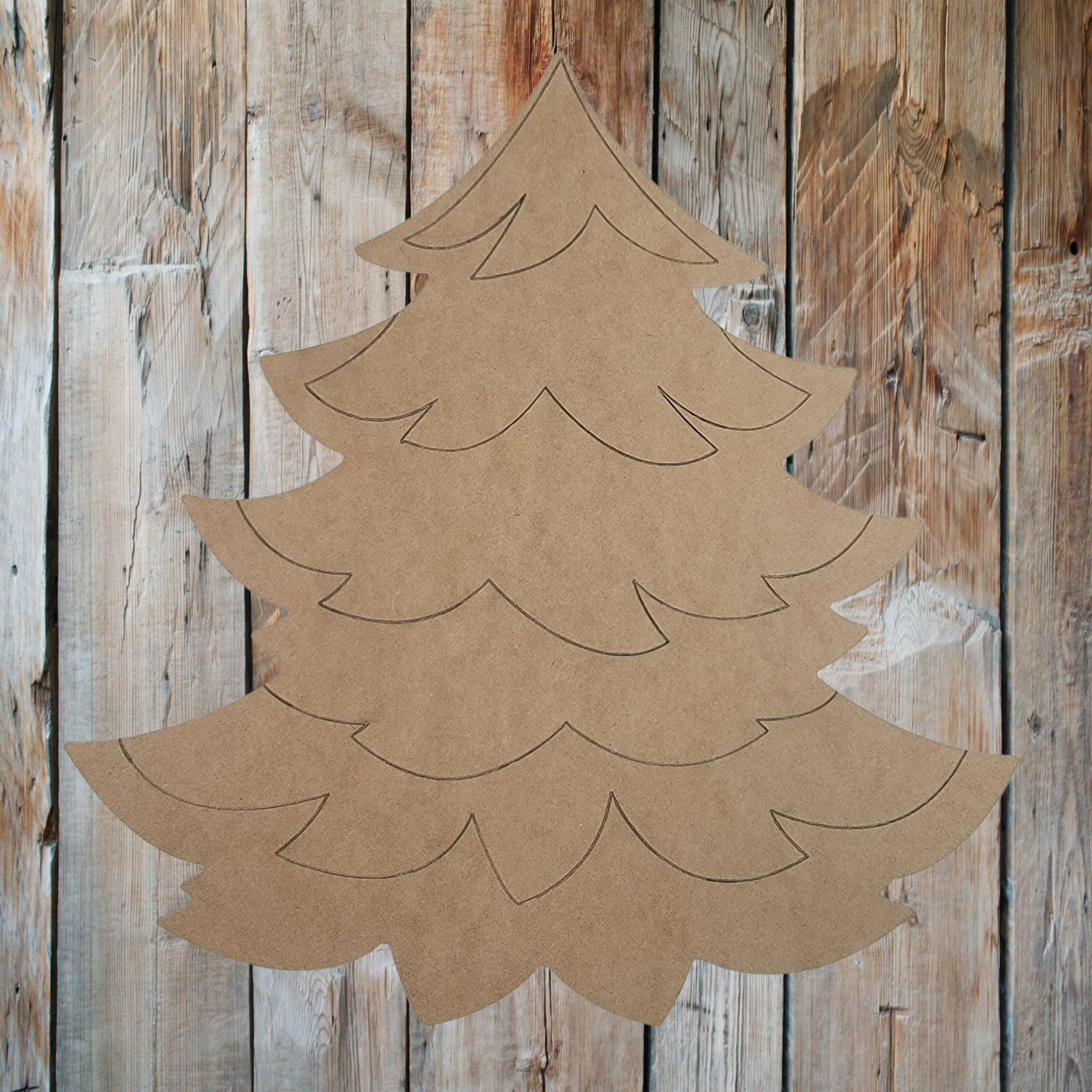 Christmas Tree with Lots of Branches, Paint by Line, Wooden Craft Cutout WS  