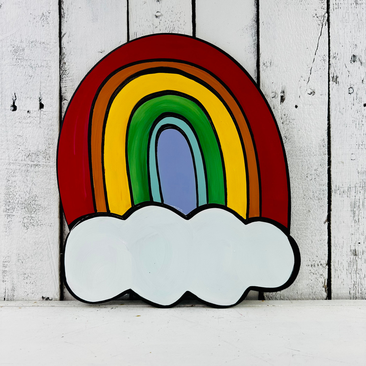 Rainbow with Clouds, Kids/Nursery Room Craft Shape, Paint By Line MDF Wooden  Craft, Unfinished Craft, DIY Craft Art, 
