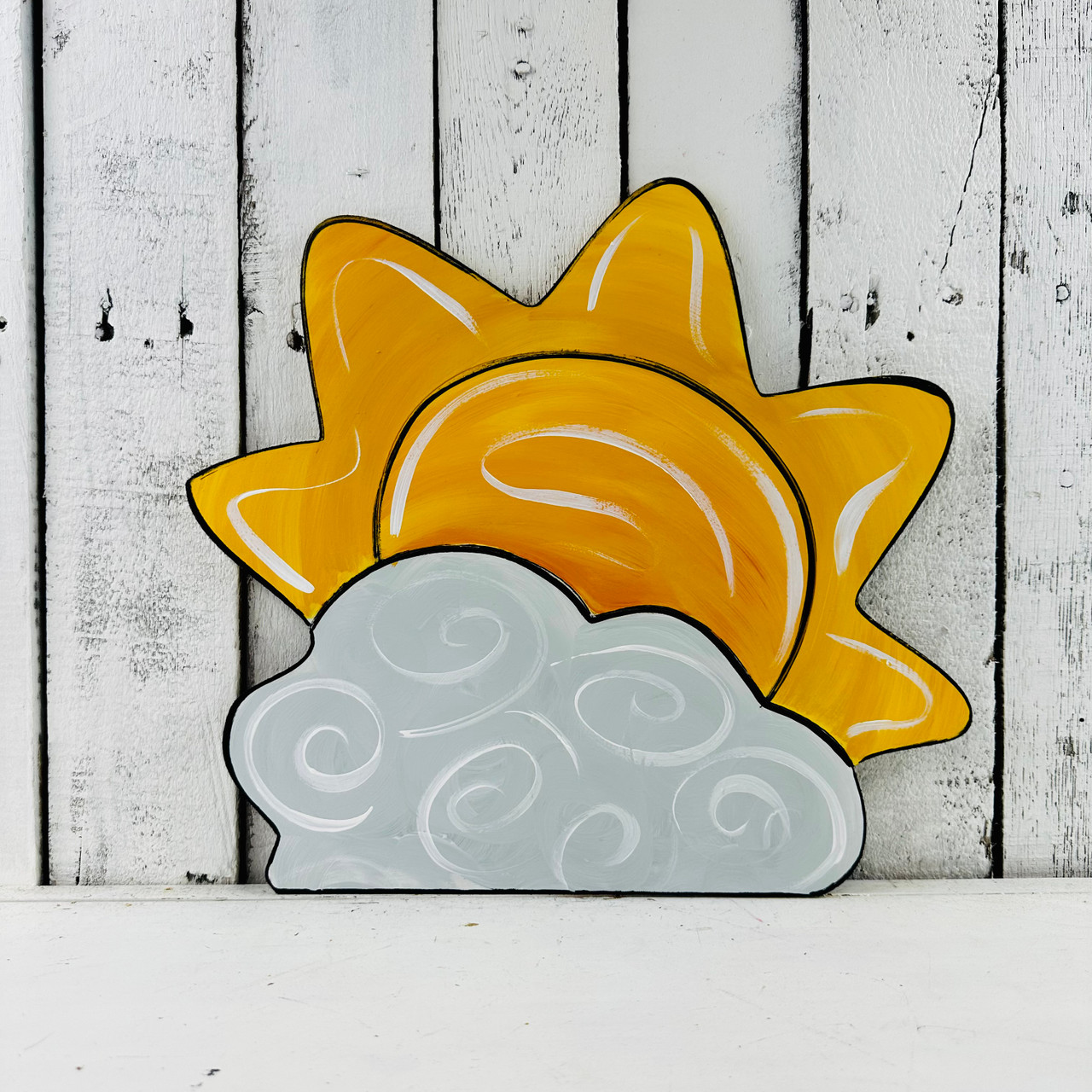 Sun & Clouds Summer Shape, Paint By Line MDF Wooden Craft, Unfinished  Craft, DIY Craft Art, 