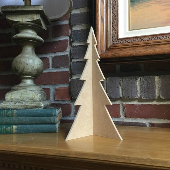 Free Standing Table Top Christmas Tree (medium, 13") , Unfinished MDF WS