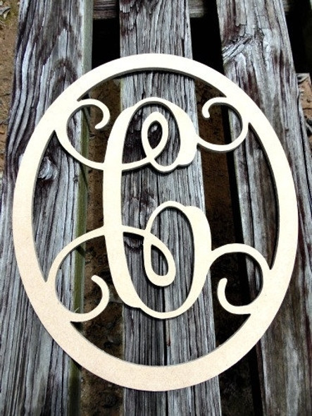 Oval Frame Monogram Letter Wooden - Unfinished  WS