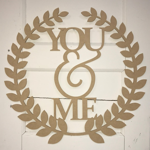 Roman Wreath - You and Me, Unfinished MDF Cutout WS