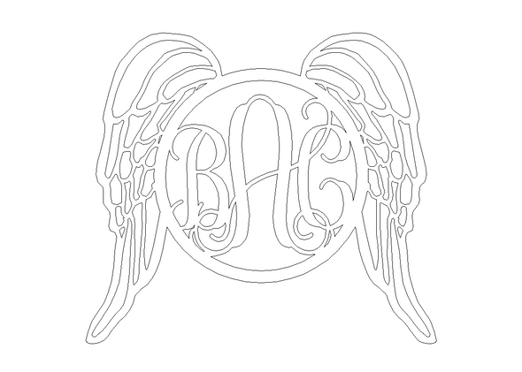 Unfinished Angel Wing Frame 3 - Letter Monogram WS