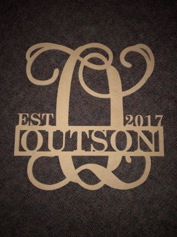 EST Vine Frame Family Name, Unfinished Framed Monogram WS