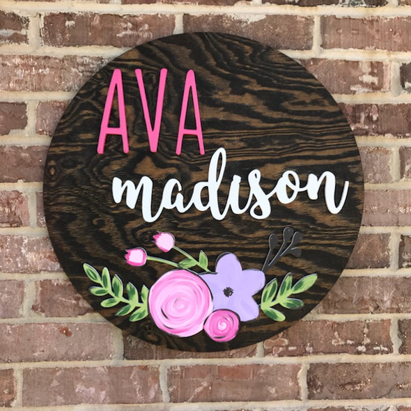 22" Pine Circle Nursery Name Sign Girl WS