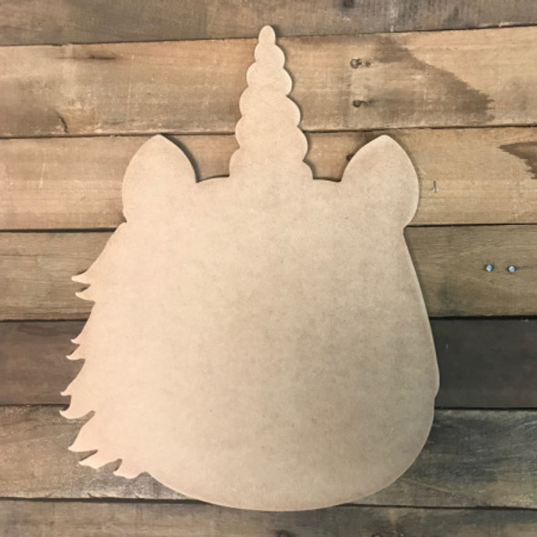 Unicorn Head , Unfinished Wooden Cutout Craft