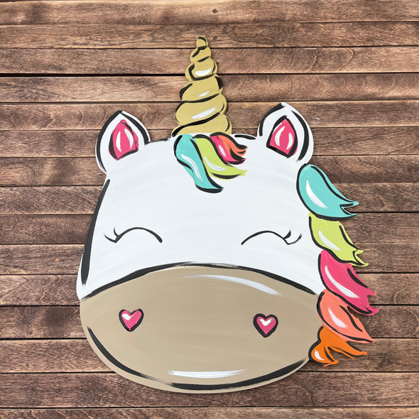 Paint by Line, Unicorn Head DIY, Unfinished Wooden Cutout Craft