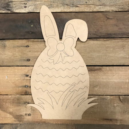 Paint by Line, Easter Egg with Bunny Ears, Unfinished Wood Shape