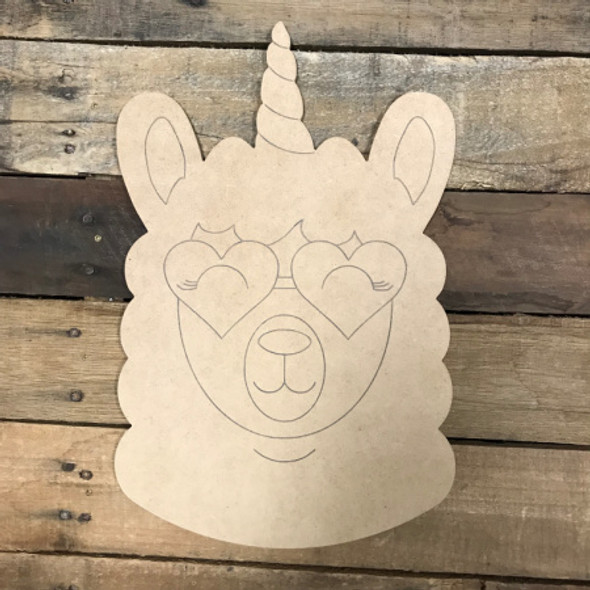 Paint by Line, Llamacorn , Unfinished Wooden Cutout Craft