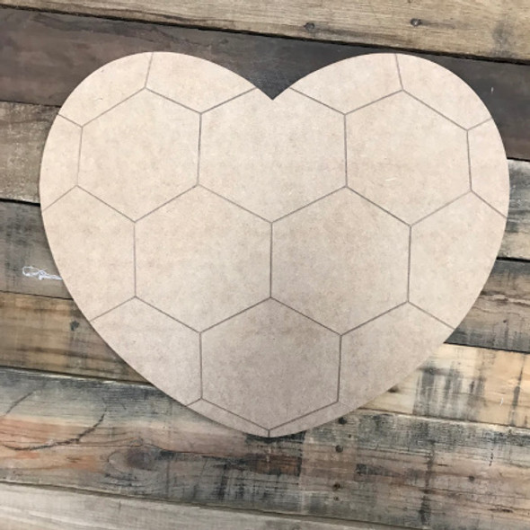 Paint by Line, Soccer Heart, Unfinished Wooden Cutout Craft