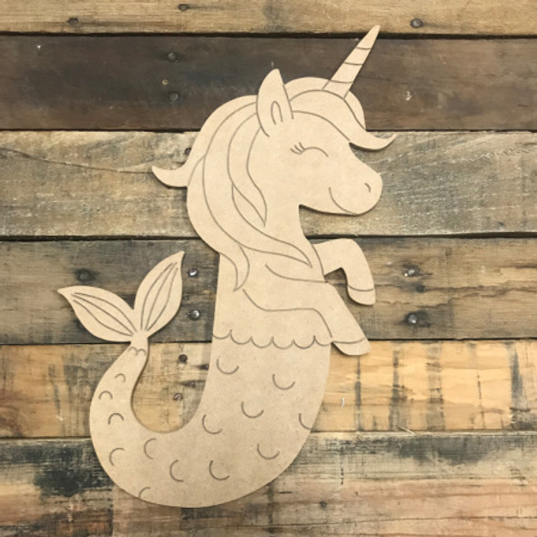 Paint by Line, Unicorn Seahorse, Unfinished Wooden Cutout Craft