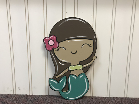 Mermaid, Unfinished Wooden Cutout Craft, Paint by Line