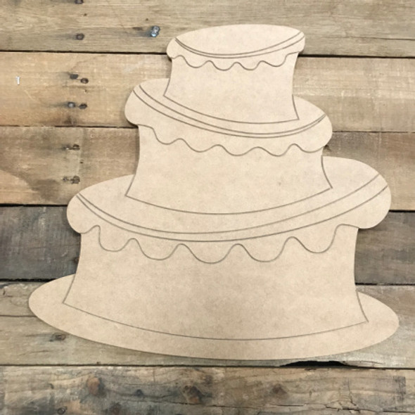 3 Layer Cake, Unfinished Wooden Cutout Craft, Paint by Line