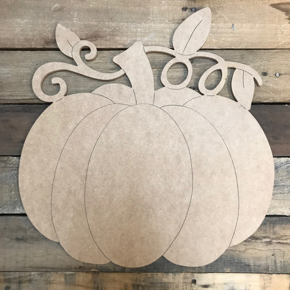Vine Pumpkin, Unfinished Wooden Cutout Craft, Paint by Line