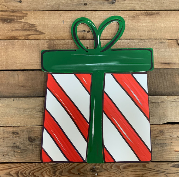 Christmas Present, Unfinished Wooden Cutout Craft, Paint by Line