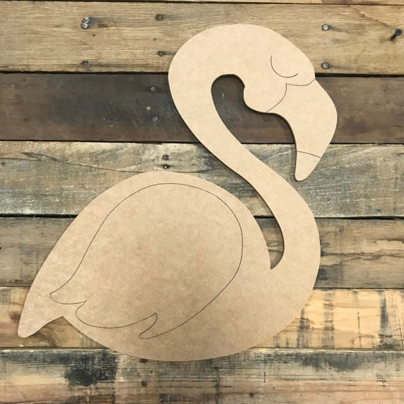 Flamingo, Unfinished Wooden Cutout Craft, Paint by Line
