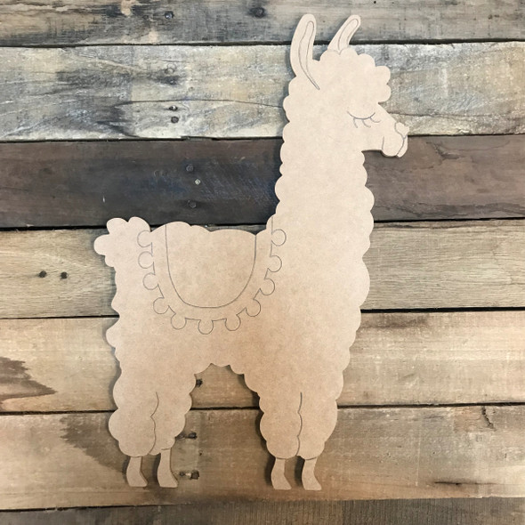 Llama/Alpaca with Saddle, Unfinished Wooden Craft, Paint by Line