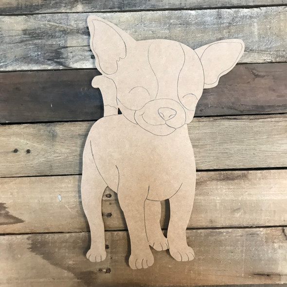 Chihuahua, Unfinished Wooden Craft, Paint by Line