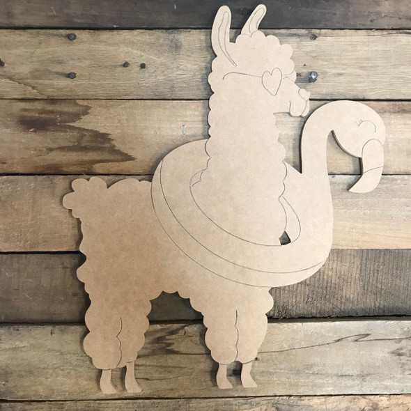 Llama/Alpaca with Floaty, Unfinished Wooden Craft, Paint by Line