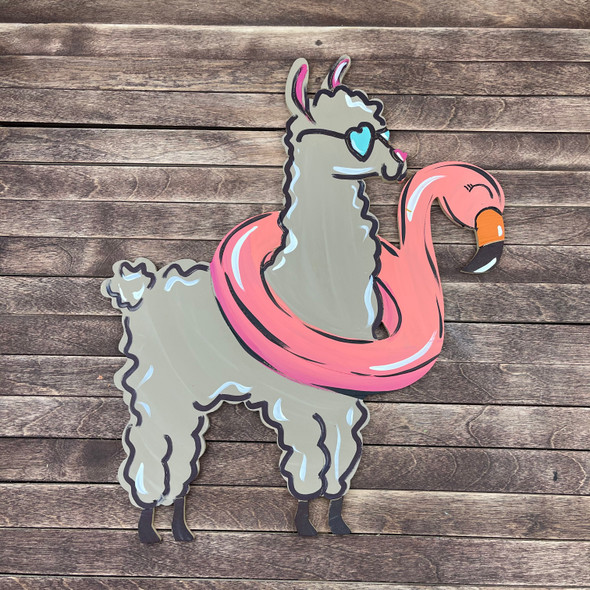 Llama/Alpaca with Floaty, Unfinished Wooden Craft, Paint by Line