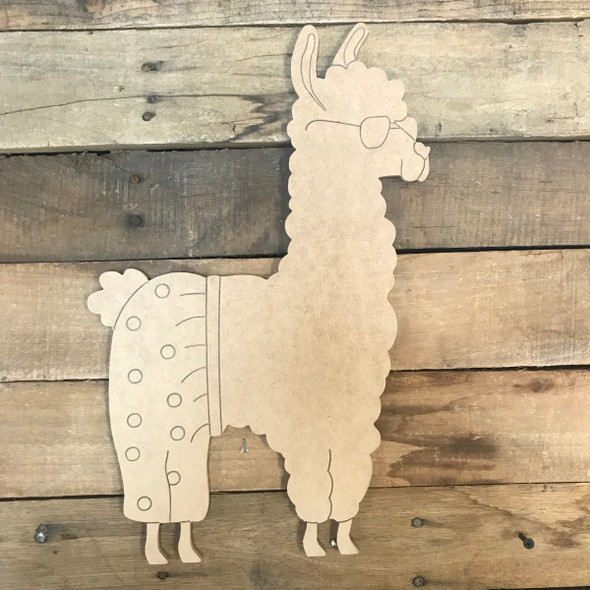 Llama with Shorts, Unfinished Wooden Craft, Paint by Line