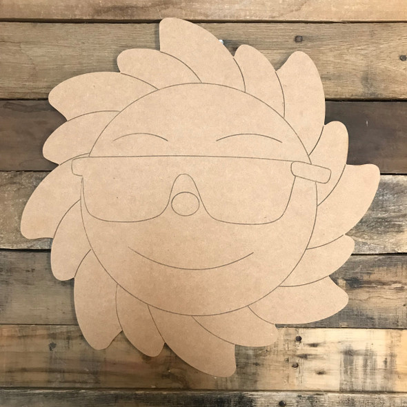 Sun with Sunglasses, Unfinished Craft, Paint by Line