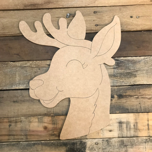 Reindeer, Unfinished Wooden Craft, Paint by Line