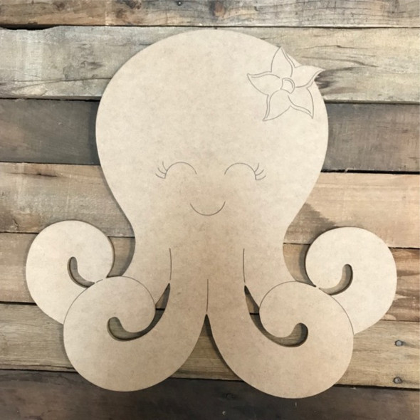 Octopus Cutout, Unfinished Craft, Paint by Line